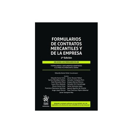 Formularios de contratos mercantiles y de la empresa "Formularios y documentos adaptados a la práctica mercantil diaria"
