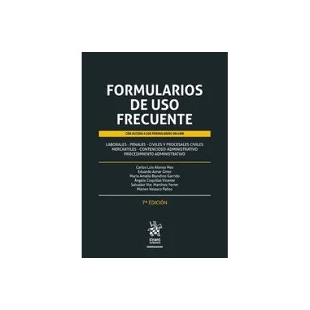 Formularios de uso frecuente "Laborales, penales, civiles y procesales civiles. Mercantiles, contencioso, administrativo. Proce
