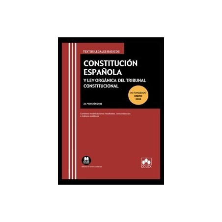 Constitución Española y Ley Orgánica del Tribunal Constitucional 2026 (Papel + Ebook) 'Contiene Concordancias, Modificaciones R