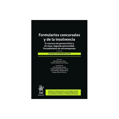 Formularios concursales y de la insolvencia. El concurso de persona física y sin masa. Segunda oportunidad. 'Procedimiento de m